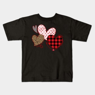 Hearts And Arrows Leopard Plaid Valentine's Day Shirt Kids T-Shirt